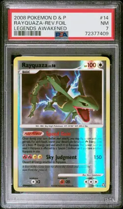 Rayquaza-Rev.Foil Pokemon Diamond & Pearl Legends Awakened 14 NM PSA 7 - Image 1