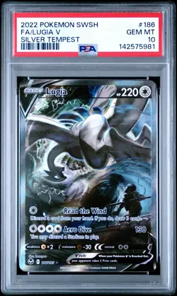 2022 POKEMON SWORD & SHIELD SILVER TEMPEST #186 FULL ART/LUGIA V PSA 10 - Image 1