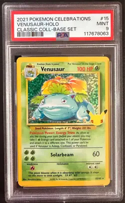 2021 Pokemon Celebrations Venusaur Holo Classic Collection #15 PSA 9 MINT - Image 1