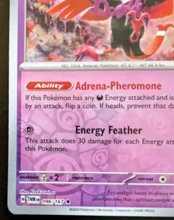 Fezandipiti 096/167 Reverse Holo Rare Scarlet Violet Twilight Masquerade Pokemon - Image 4