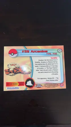 2000 Topps Chrome Pokemon Card ARCANINE #59 - Image 2