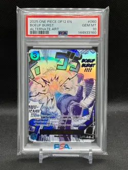 2025 ONE PIECE OP12-LEGACY OF THE MASTER ALTERNATE ART #060 BOEUF BURST PSA 10 - Image 1