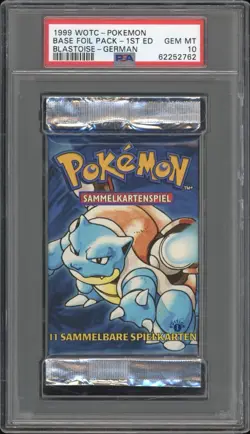 1999 Pokemon GERMAN 1st Edition Base Set Turtok-Blastoise Booster Pack PSA 10 #2 - Image 1