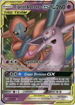 Pokemon Espeon & Deoxys GX Ultra Rare Holo SM - Unified Minds 72/236 NM - Image 1