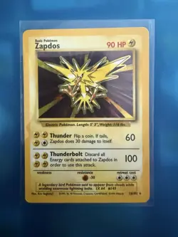 Zapdos Base Set 16/102 Holo Rare Basic 90 HP Pokemon Card English - Image 1