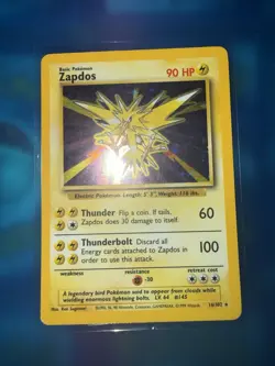 Zapdos Base Set 16/102 Holo Rare Basic 90 HP Pokemon Card English - Image 3