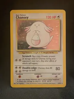 Chansey Holo Rare 3/102 Base Set Unlimited LP English Pokemon Card - Image 1