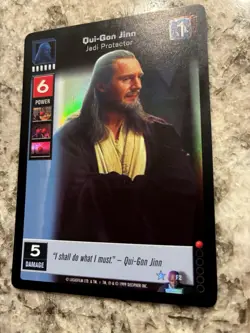 Qui-Gon Jin Jedi Protector Holo Young Jedi CCG Card Star Wars Near Mint! Rare F2 - Image 3