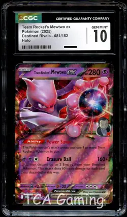 CGC 10 GEM MINT Team Rocket's Mewtwo Ex 081/182 HOLO RARE Pokemon Card - Image 1