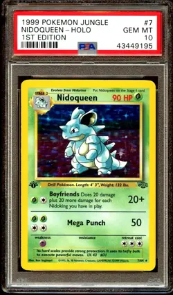 PSA 10 GEM MINT Nidoqueen 7/64 HOLO RARE Jungle 1ST EDITION Pokemon Card - Image 1