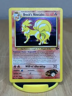 Brock’s Ninetales 3/132 Holo Rare Vintage Pokemon Card - MP Gym Challenge WOTC - Image 1