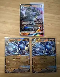 Pokemon TCG Holo Lucario GX, EX English Lot 3 Cards - Image 1