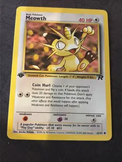 Pokemon TCG - MEOWTH - 1ST EDITION - 62/82 - TEAM ROCKET (2000) - WOTC - NM - Image 1