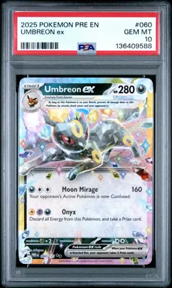 2025 POKEMON PRE EN-PRISMATIC EVOLUTIONS #060 UMBREON EX PSA 10 - Image 1