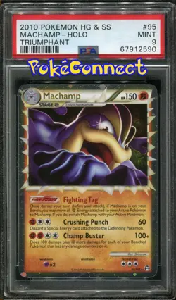 PSA 9 Pokemon Machamp Prime HGSS: Triumphant 95/102 Holo Rare Card - Image 1