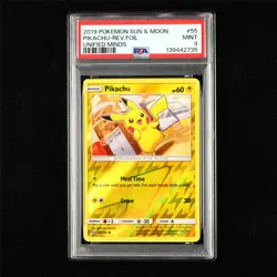 PSA 9 MINT 2019 Pokemon ENG Pikachu 55/236 REV.FOIL - Image 1