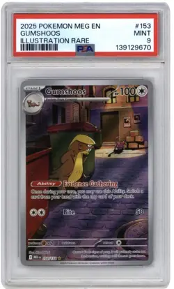 2025 Pokemon Gumshoos 153/132 Me01: Mega Evolution Holo PSA 9 - Image 1