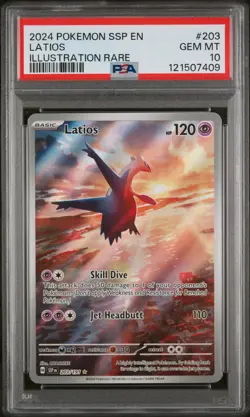2024 POKEMON SSP EN-SURGING SPARKS ILLUSTRATION RARE #203 LATIOS PSA 10 - Image 1