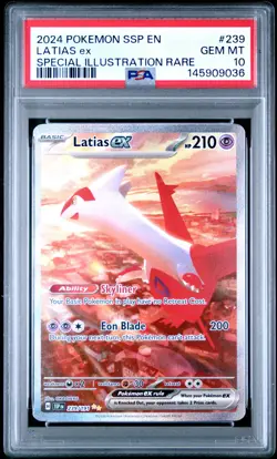 2024 POKEMON SSP EN-SURGING SPARKS SPECIAL ILLUSTRATION RARE LATIAS EX PSA 10 - Image 1