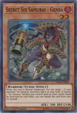 Yugioh! LP Secret Six Samurai - Genba - SPWA-EN002 - Super Rare - 1st Edition Li - Image 1