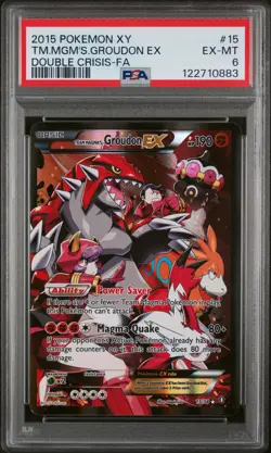 2015 POKEMON XY DOUBLE CRISIS #15 FULL ART/TEAM MAGMA'S GROUDON EX PSA 6 - Image 1