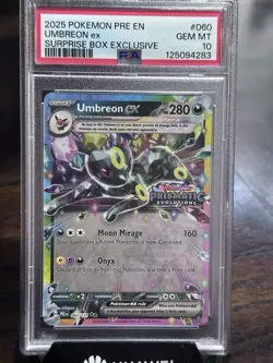 PSA 10 - 2025 Pokemon Prismatic Evolutions Suprise Box UMBREON EX #060 (8612) - Image 1