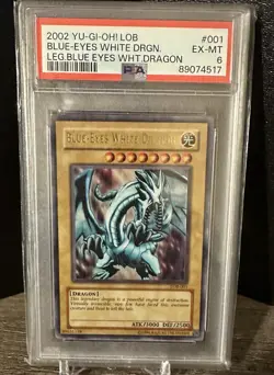 2002 Yu-Gi-Oh! LOB Blue EyesWhite Dragon Legend, Blue Eyes White Dragon PSA 6 - Image 1