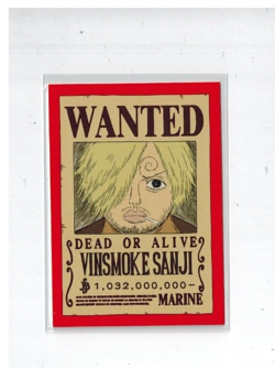 VINSMOKE SANJI One Piece Panini Treasure Box Card Collection Wanted Card #55 - Image 1