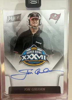 2025 Panini Honors 2015 Job Gruden Super Bowl Signatures SSP Factory Seal - Image 1