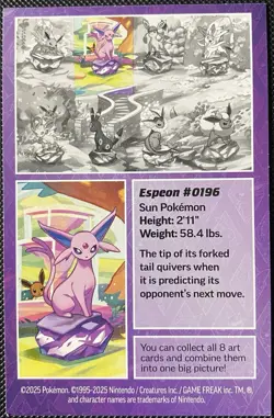 PUZZLE PIECE Espeon #196 - Scarlet & Violet Prismatic Pokemon Art Card 2025 - Image 2