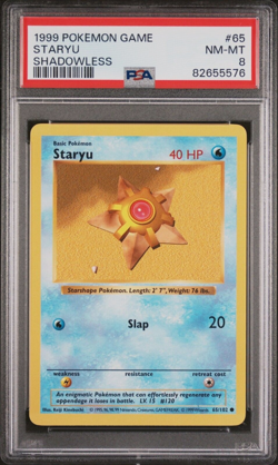 PSA 8 Shadowless Staryu 65/102 - Base Set Pokemon Card 1999 - NEAR MINT - Image 1