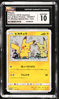 CGC 10 Pikachu 199/SM-P It's Mimikyu Special Promo Japanese Pokemon Card 2018 - Image 1