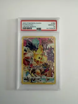Pokemon Card PSA 10 Pikachu 160/159 Sword & Shield Crown Zenith Full Art FA 2023 - Image 1