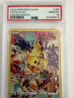 Pokemon Card PSA 10 Pikachu 160/159 Sword & Shield Crown Zenith Full Art FA 2023 - Image 3