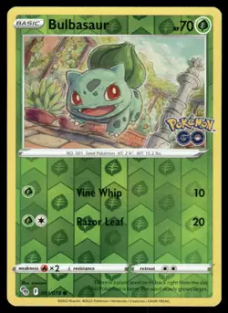 Pokemon Cards Bulbasaur 001/078 Reverse Holo Pokemon GO Common NM - Image 1