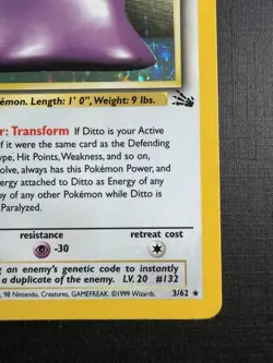 Pokemon TCG Ditto Fossil 3/62 1st Edition Holo Rare 50 HP 1999 Wizards - Image 5