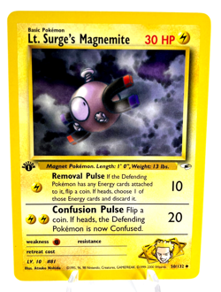 1st Edition Lt. Surge's Magnemite 50/132 - Gym Heroes - Common - Pokemon - NM - Image 1