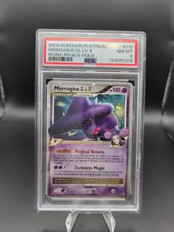 2009 POKEMON PLATINUM RISING RIVALS MISMAGIUS GL LV.X #110 PSA 8 NM - Image 1