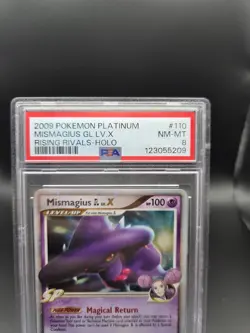 2009 POKEMON PLATINUM RISING RIVALS MISMAGIUS GL LV.X #110 PSA 8 NM - Image 2
