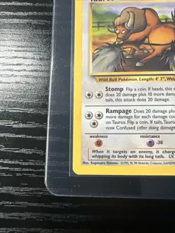 Tauros 62/130 Base Set 2 WOTC Vintage Pokemon - Image 2