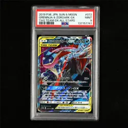 PSA 9 MINT 2019 Pokemon JPN Greninja&Zoroark GX 072/173 RR - Image 2