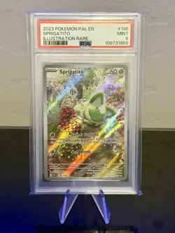 2023 POKEMON PALDEA EVOLVED SPRIGATITO ILLUSTRATION RARE #196 PSA 9 - Image 1