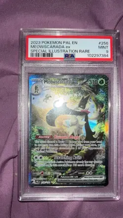 Pokemon Meowscarada ex 256/193 Special Illustration Rare Holo PSA 9 2023 - Image 1