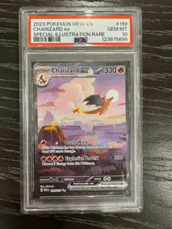 2023 POKEMON MEW EN-151 SPECIAL ILLUSTRATION RARE #199 CHARIZARD EX PSA 10 USA - Image 1