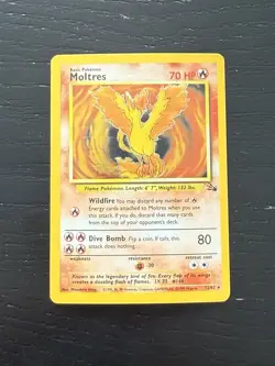 Pokemon Moltres Holo 12/62 Fossil Set WOTC 1999 Vintage Card - Image 1