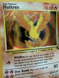 Pokemon Moltres Holo 12/62 Fossil Set WOTC 1999 Vintage Card - Image 3