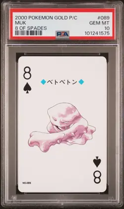2000 POKEMON GOLD VERSION PLAYING CARDS 8 OF SPADES #089 MUK PSA 10 - Image 1