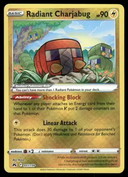 Pokemon Cards Radiant Charjabug 051/159 Crown Zenith Radiant Rare NM *2 - Image 1
