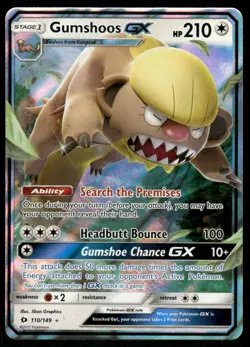 Pokemon Cards Gumshoos GX 110/149 SM Base Set Holo Ultra Rare NM - Image 1