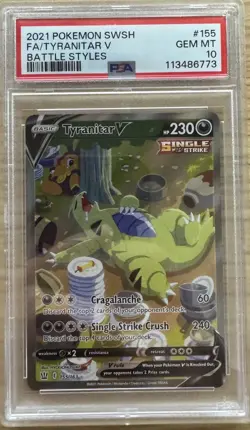 Pokemon Tyranitar V Alt Full Art 155/163 Battle Styles #155 GEM MINT PSA 10 - Image 1